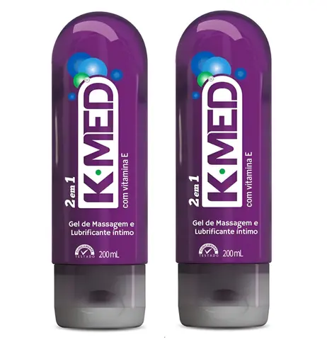 Kit 2 unidades Gel Lubrificante Íntimo K-med 2 Em 1 200ml