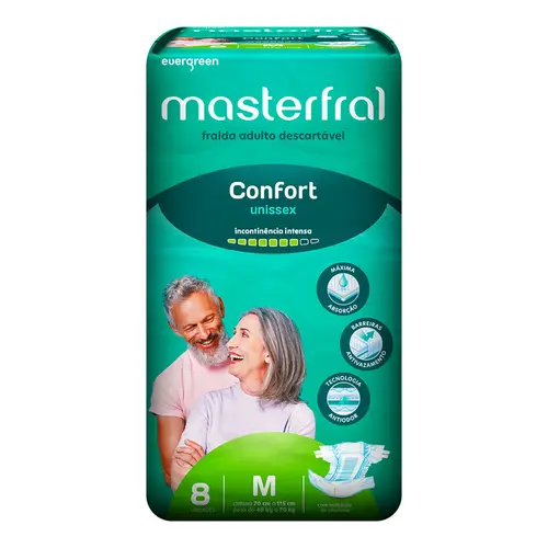 Fralda Geriatrica Masterfral Confort Tamanho M 8 Unidades