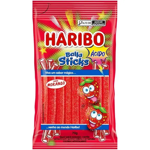 Bala Haribo Acido Morango 70G