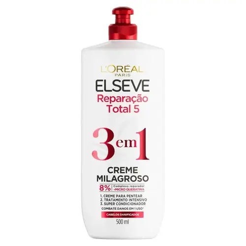 Creme Milagroso 3 em 1 Elseve Reparação Total 5 500ml