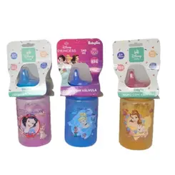 Copo Princesas Disney com Tampa e Válvula Redutora de Pingos Baby Go 340 ml