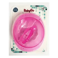 Kit Prato Bowl Baby Go com Ventosa e Talheres Rosa