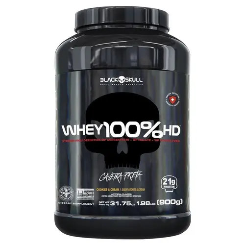 Whey 100% Hd Black Skull Cookies e Cream Pote 900G