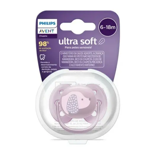 Chupeta Ultra Soft Individual Decorada 6-18M Rosa/Scf092/05