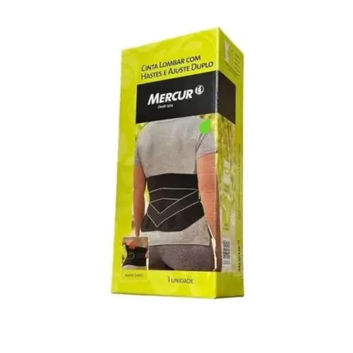 Cinta Lombar Mercur Com Haste e Ajuste Duplo Preto G
