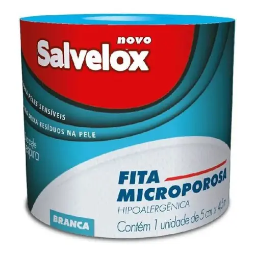 Fita Microporosa Hipoalergênica Branca Salvelox 5cm X 4,5m