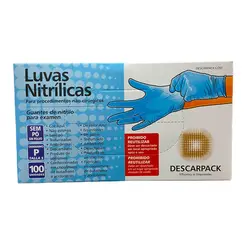 LUVA NITRILICA DESCARPAC SEM PO M AZUL 100UN
