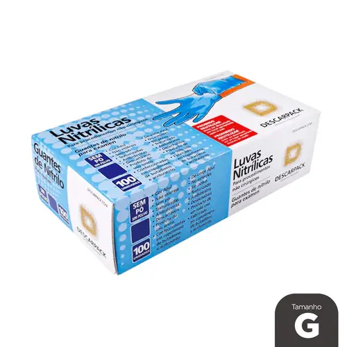 LUVA NITRILICA DESCARPAC SEM PO G AZUL 100UN