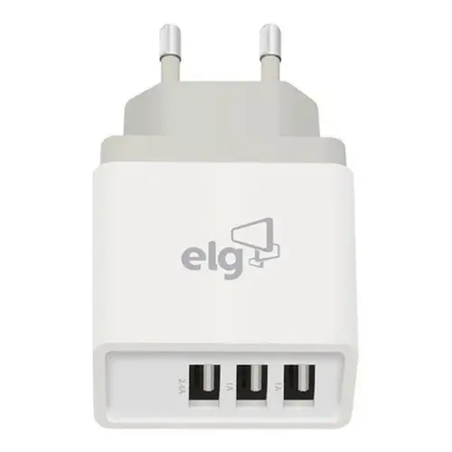 Carregador De Parede Universal Bivolt 3 Saidas Usb 3.4A (2X1A / 1X2.4A) Para Carga Rapida - Wc3S