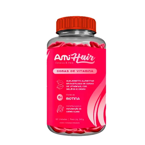Ami Hair Cabelos e Pele 60 Gomas Morango