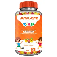 Amicare Kids Morango+Abacaxi+Laranja 60 Gomas Vita Premium