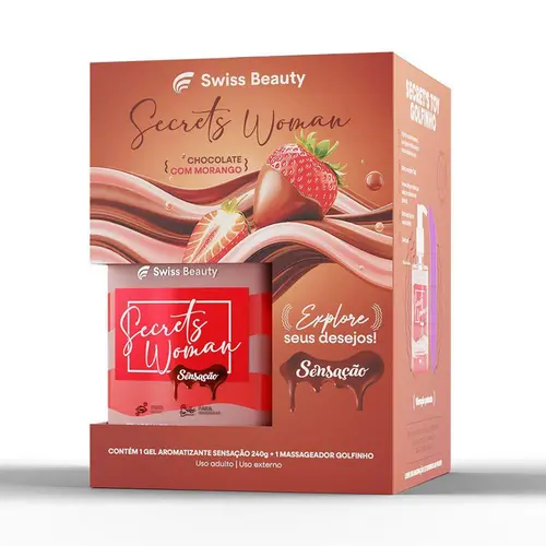 Kit 2 Itens Erótico Sensação Chocolate C/ Morango  (Gel + Vibrador)