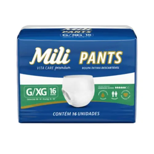 FRALDA ADULTO MILI ROUPA INTIMA VITA CARE PANTS G/XG 16UN