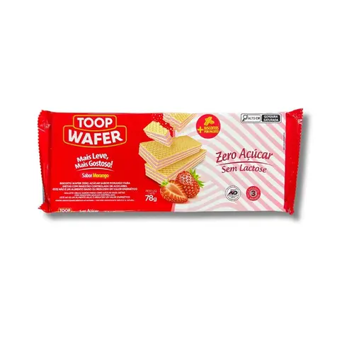 Biscoito Toop Wafer Morango Zero Açúcar 78G