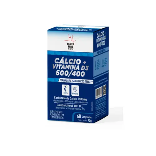 Calcio D3 500/400 1.5G 60 Comprimidos Health Labs