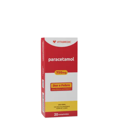 Paracetamol 750mg c 20 comprimidos - Vitamedic