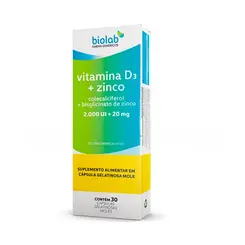 Vitamina D3 Zinco 2000ui 20mg c 30 capsulas