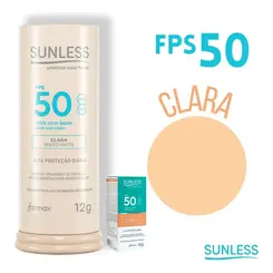 Protetor Solar Stick Com Base Clara Efeito Matte Sunless 12g