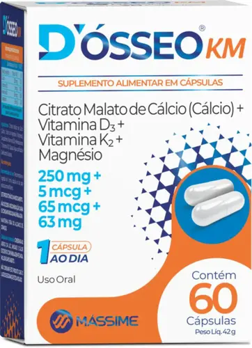 Dosseo Km 60cáps De Cálcio + Magnésio + D3 E K2 - Massime Sem Sabor