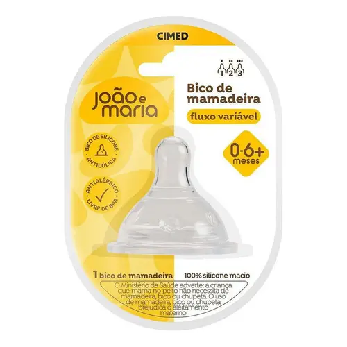 Bico de Mamadeira João e Maria Silicone Fluxo Variável 1 Und