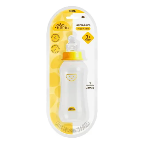 Mamadeira João e Maria Fluxo Médio Bico de Silicone +3 Meses 240ml