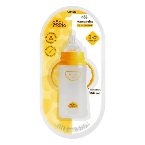 Mamadeira João e Maria Fluxo Variável Bico de Silicone 0-6+ Meses 360ml