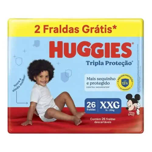 Fraldas Huggies Tripla Proteção Mega XXG 26 Unidades