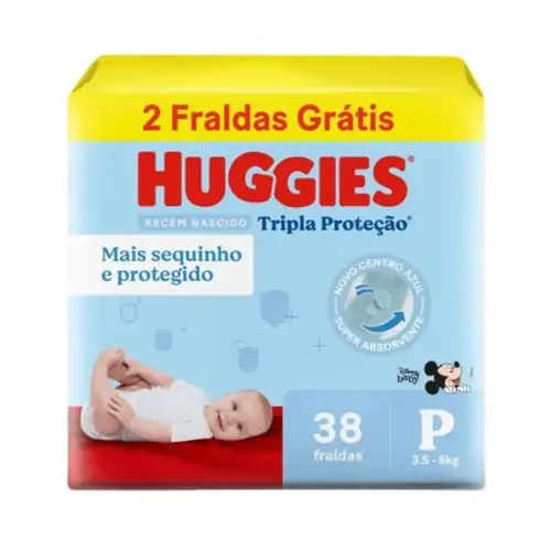 Fralda Huggies Tripla Proteção Meguinha P 38 Unidades