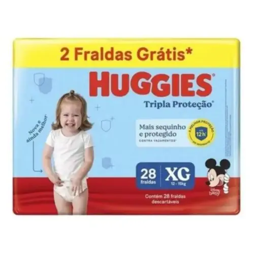 Fraldas Huggies Tripla Proteção Mega XG 28 Unidades