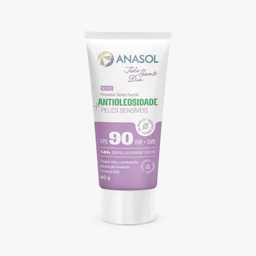 Protetor Solar Facial Anasol Antioleosidade Sensitive FPS90 40g