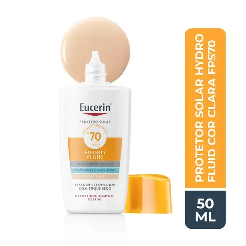 Protetor Solar Eucerin Hydro Fluid FPS 70 Toque Seco Cor Clara 50ml