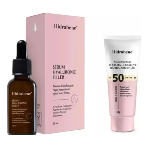 Kit Hidrabene Sérum Hyaluronic Filler 30ml + Protetor Solar Facial FPS50 50g