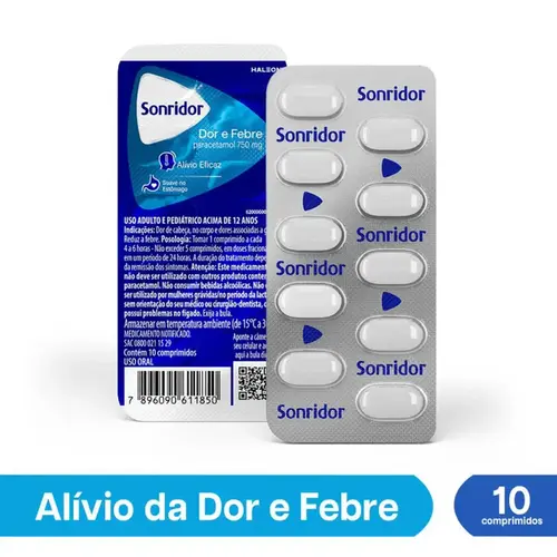 Sonridor Dor e Febre 750mg Blister 10 Comprimidos
