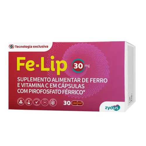 Fe-Lip 30mg com 30 Cápsulas