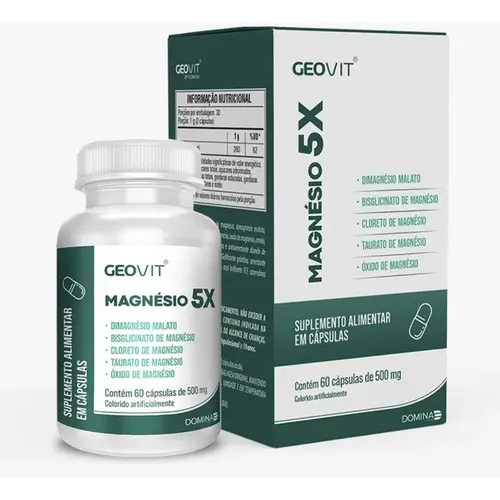 Magnésio 5X 60 Cápsulas A2F Geovit Sem Sabor