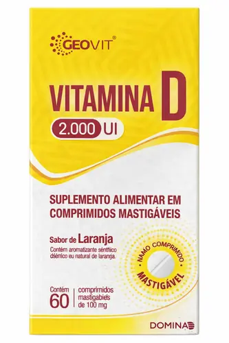 Vitamina D 2000 UI Laranja 60 Cpr Nano Mastigavel Geovit