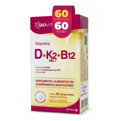 Vitamina D 2.000 UI + K2 + B12 Morango 60 Cpr Mastigavel Geovit