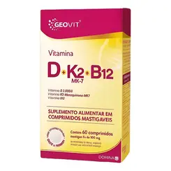 Vitamina + K2 Morango 60 Nano Mastigavel Geovit