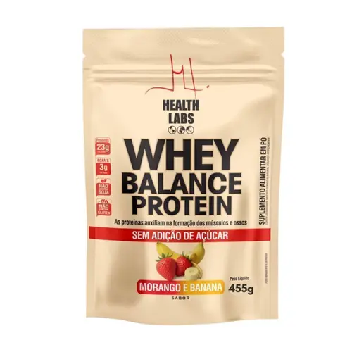 Whey Balance Protein 455g Morango e Banana Health Labs