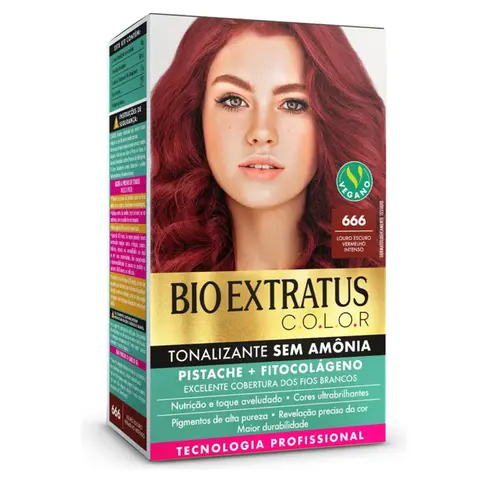 Kit Tonalizante Bio Extratus 666 Louro Escuro Vermelho 135g