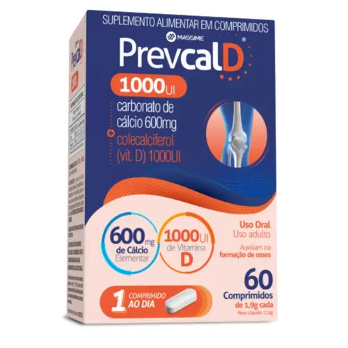 Suplemento Nutricional Massime Prevcal D 1000UI Cálcio 600mg 60 Comprimidos