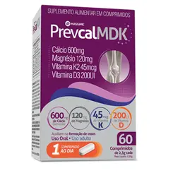 Prevcal Mdk 600mg Calcio - 60cpr - Vitaminas D, K, Magnésio Sabor Sem Saboros