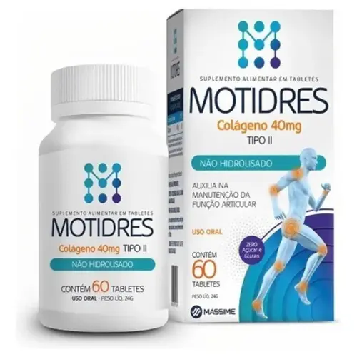 Motidres Colágeno Tipo 2 Não Hidrolisado Massime 40mg 60 Tabletes Sem Sabor