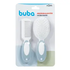 Escova e Pente Cerdas Macias Azul Buba