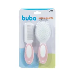 Escova e Pente Cerdas Macias Rosa Buba