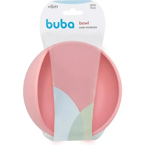 Tigela em Silicone com Ventosa Buba Rosa +6M 350ml