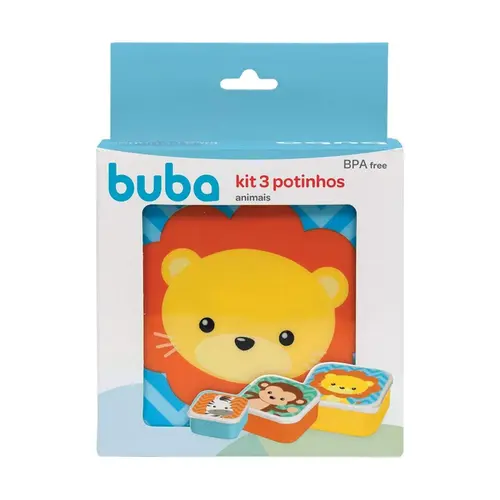 Kit 3 Potes Infantil Papinha Lanchinho Buba Animal Fun