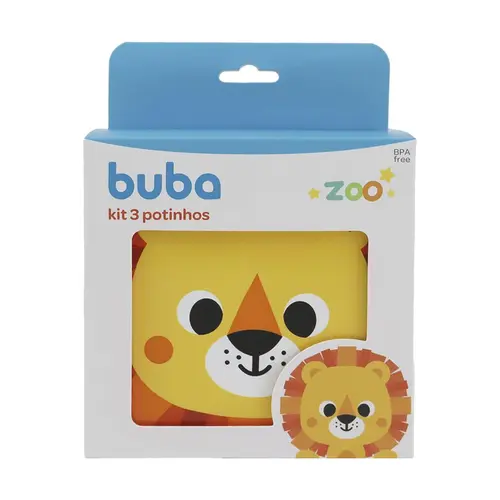 Kit 3 Potes Lancheira Infantil Buba Bubazoo Leo
