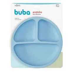Prato Infantil de Silicone com Ventosa Buba Azul