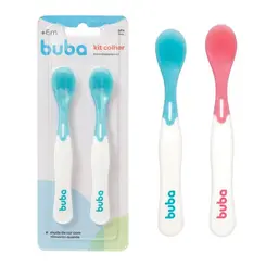 Kit 2 Colher Termossensível Infantil Buba Rosa e Azul
